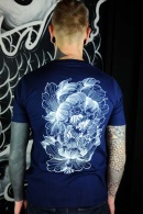 TS-FLO-BLEU_Tattoo-on-move_T-shirt_Flower-Skull_Tattooed-body-is-beautifful