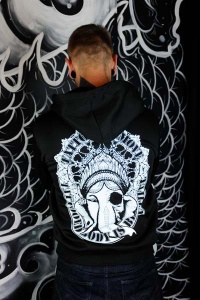 HOODZIP-GAN-NOIR Tattoo-on-move Hoodie-a-capuche-avec-zip-Ganesh Tattooed-body-is-beautifful