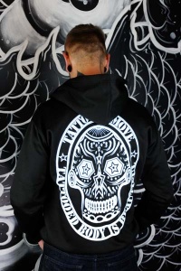 HOODZIP-OLD-NOIR Tattoo-on-move Hoodie-a-capuche-avec-zip-Old-School Tattooed-body-is-beautifful