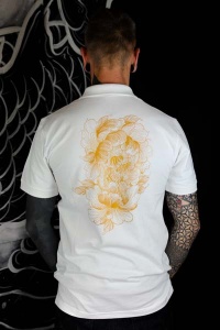 POLO-FLO-BLANC-OR Tattoo-on-move Polo-Flower-Skull Tattooed-body-is-beautifful