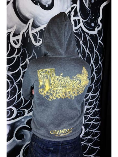 HOODZIP-CHAMP-D-GREY Tattoo-on-move Hoodie-a-capuche-avec-zip-ChampagneTatouage Tattooed-body-is-beautifful