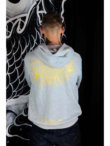 HOODZIP-CHAMP-GREY Tattoo-on-move Hoodie-a-capuche-avec-zip-ChampagneTatouage Tattooed-body-is-beautifful