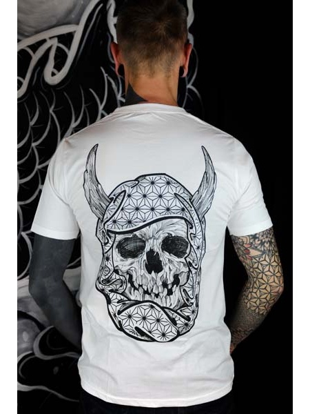 TS-DAR-BLANC Tattoo-on-move T-shirt Daruma-Skull Tattooed-body-is-beautifful